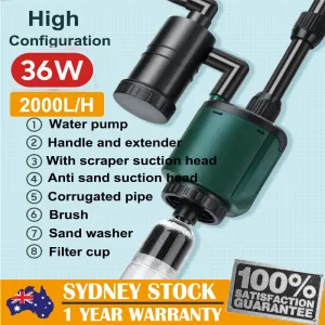 2000L/H 36W Aquarium Tool | Electric Fish Tank Pump | Water Changer Sand Washer | AU