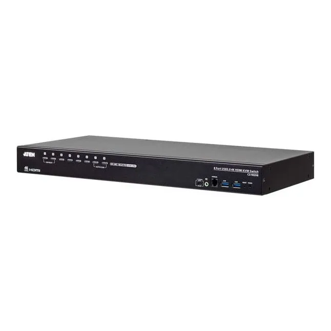 Aten 8-Port USB 3.0 4K HDMI KVM Switch, Port Selection: OSD,Hotkey, Pushbutton, RS-232 Commands