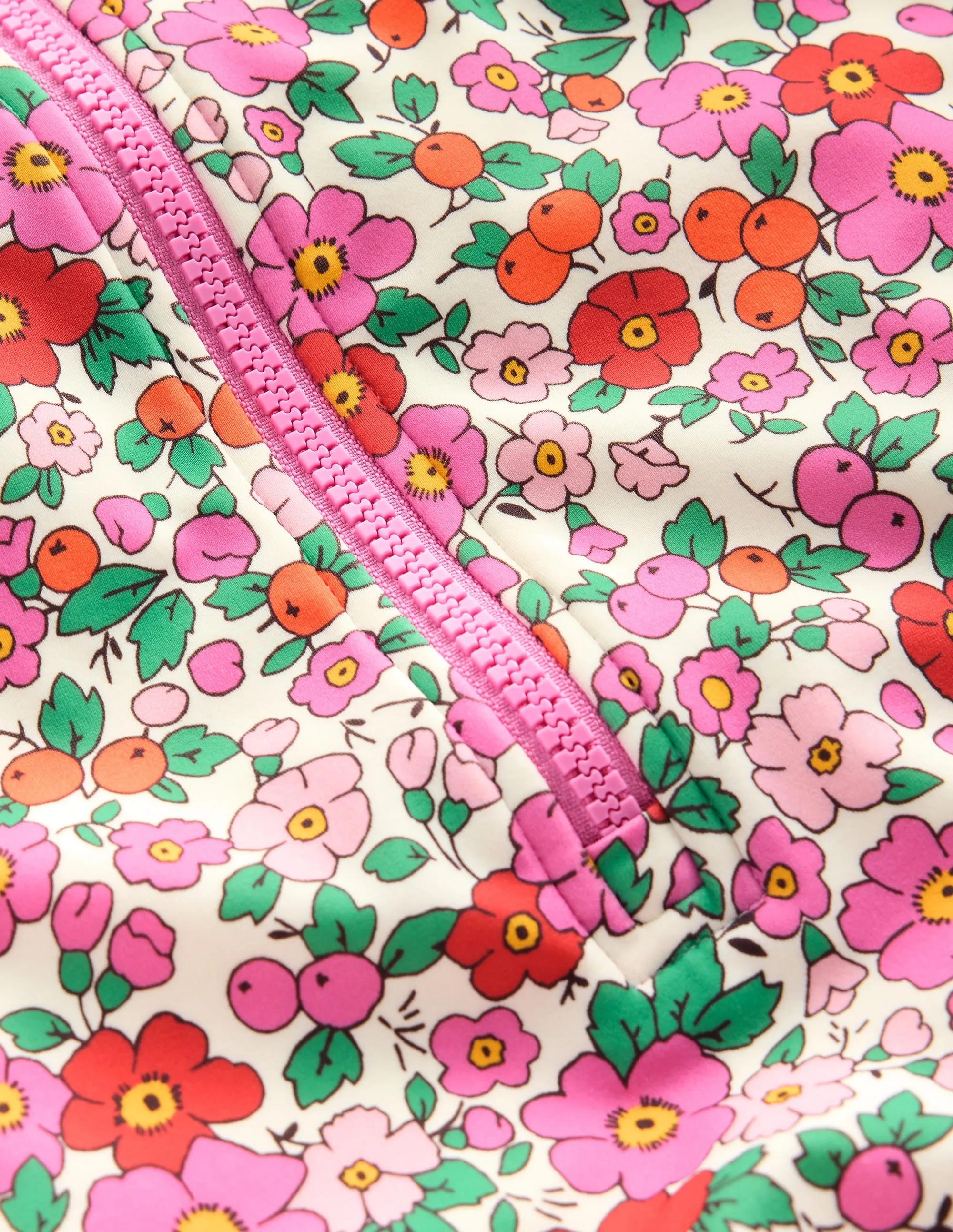 Frill Long Sleeved Swimsuit-Pink Apple Blossom Floral