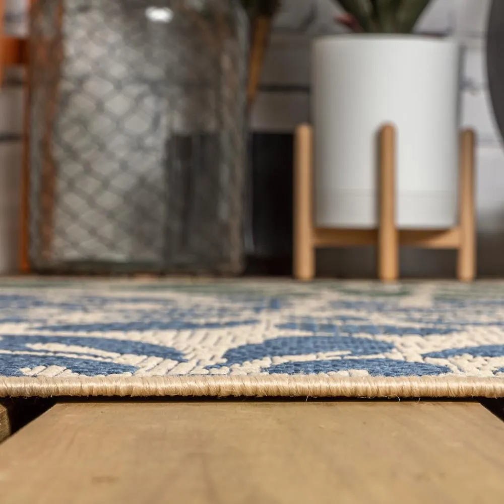 Garcia Modern Floral Textured Weave Indoor/outdoor Round Rug