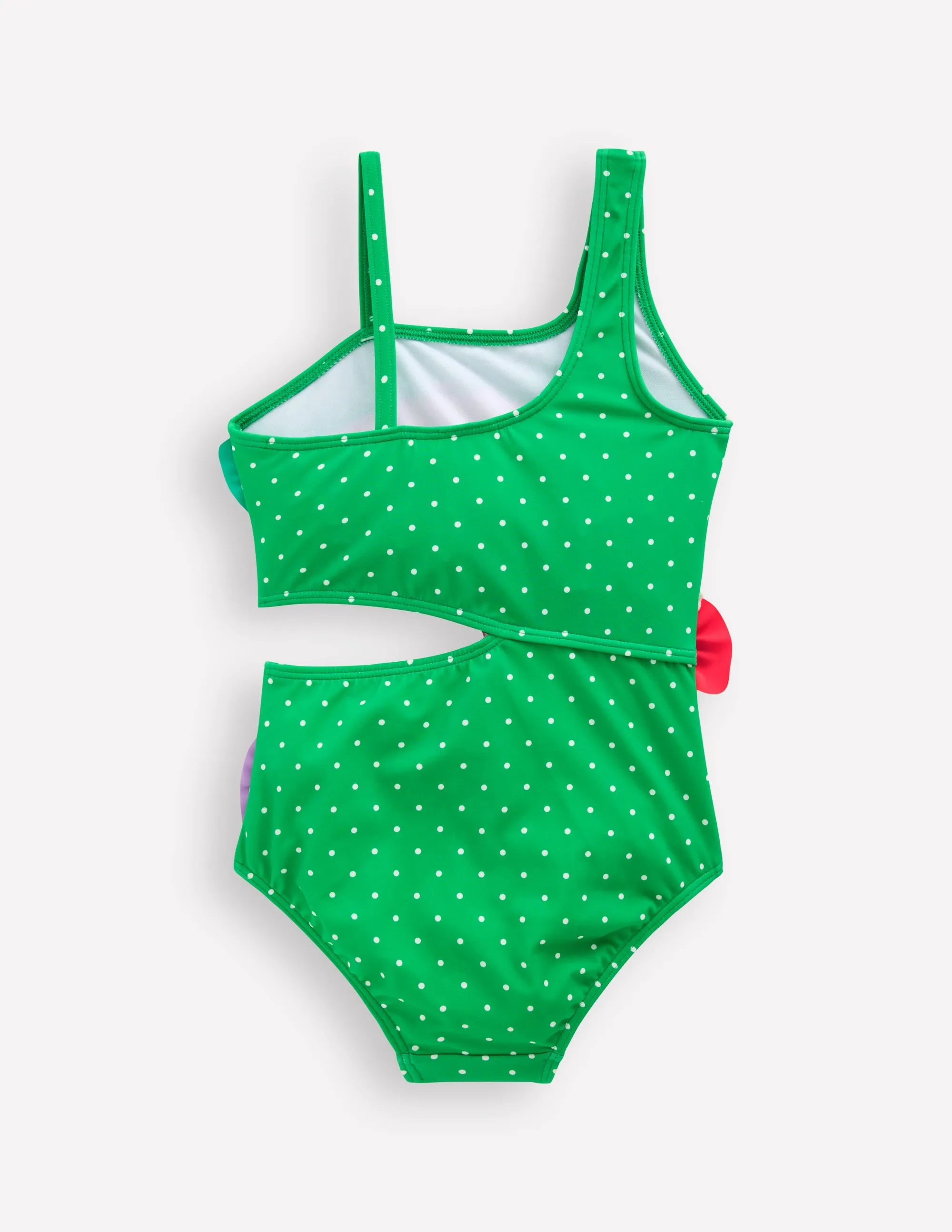 Lettice Cut Out Swimsuit-Bright Green Pin Spot Fish