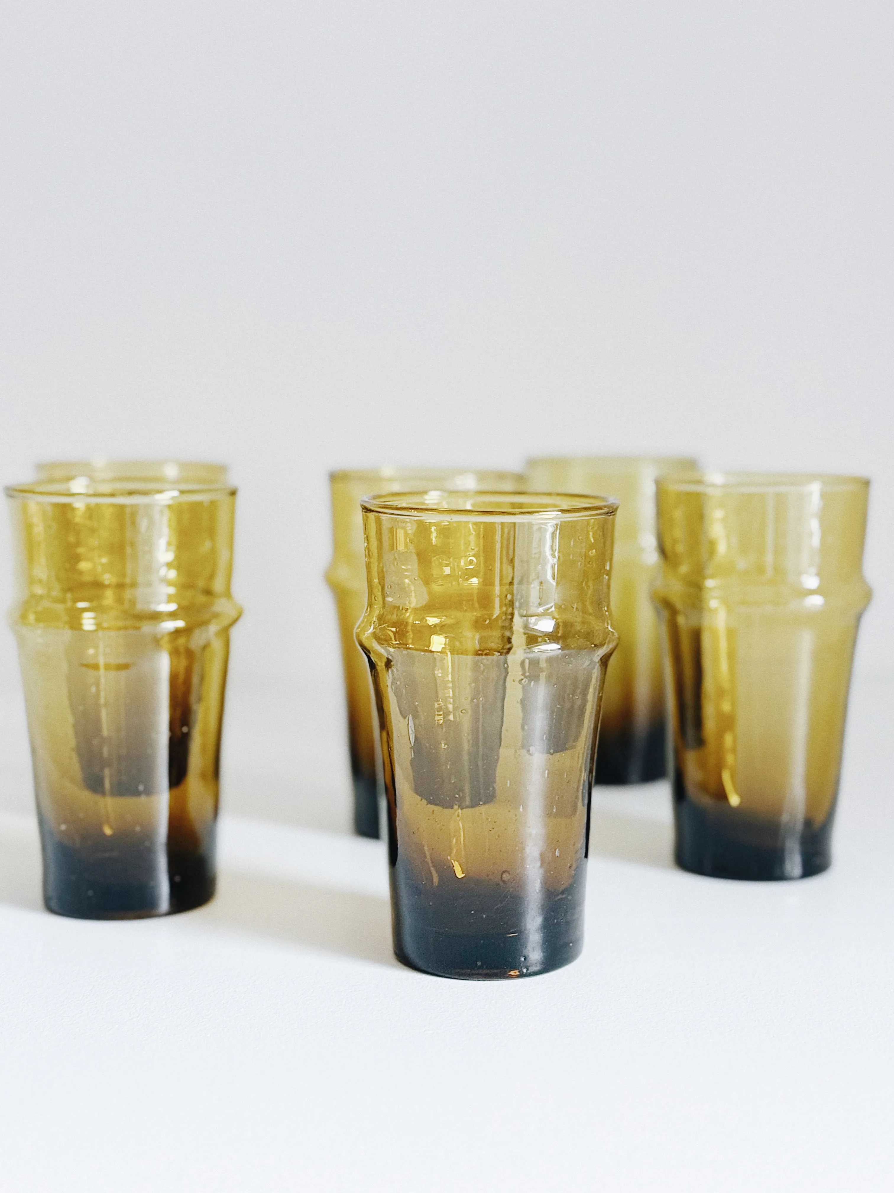MOROCCAN BELDI GLASSWARE - AMBER