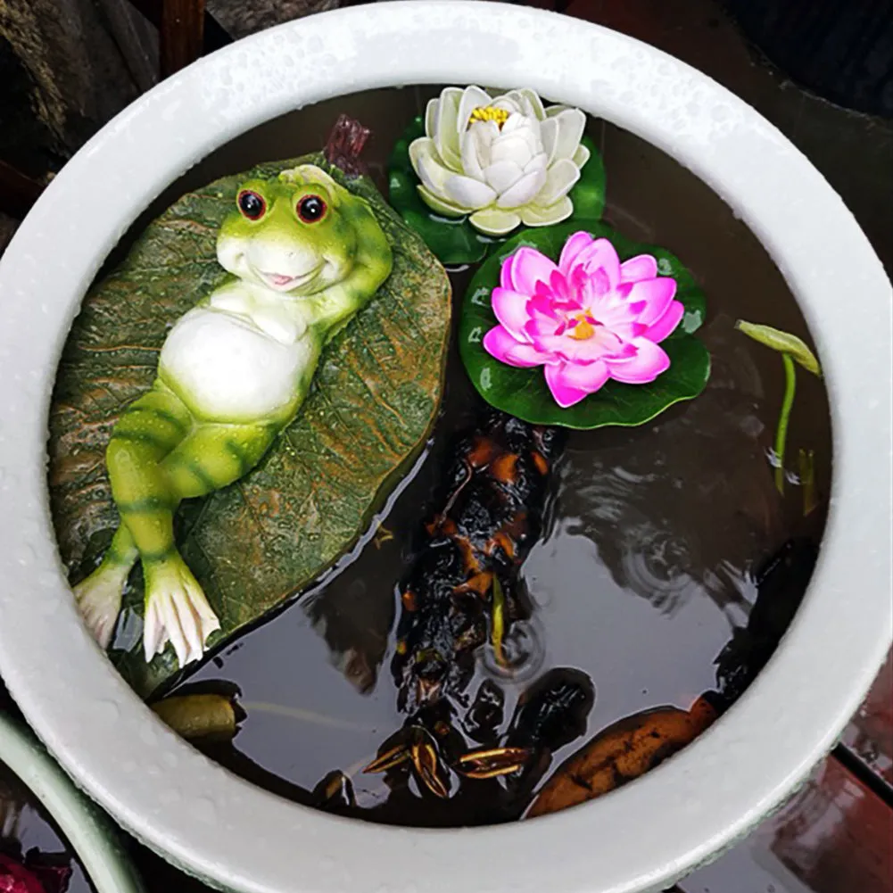 OMEM Creative Aquarium Decorations Landscaping Fish Tank Ornament Floating Frog Pond Accessories