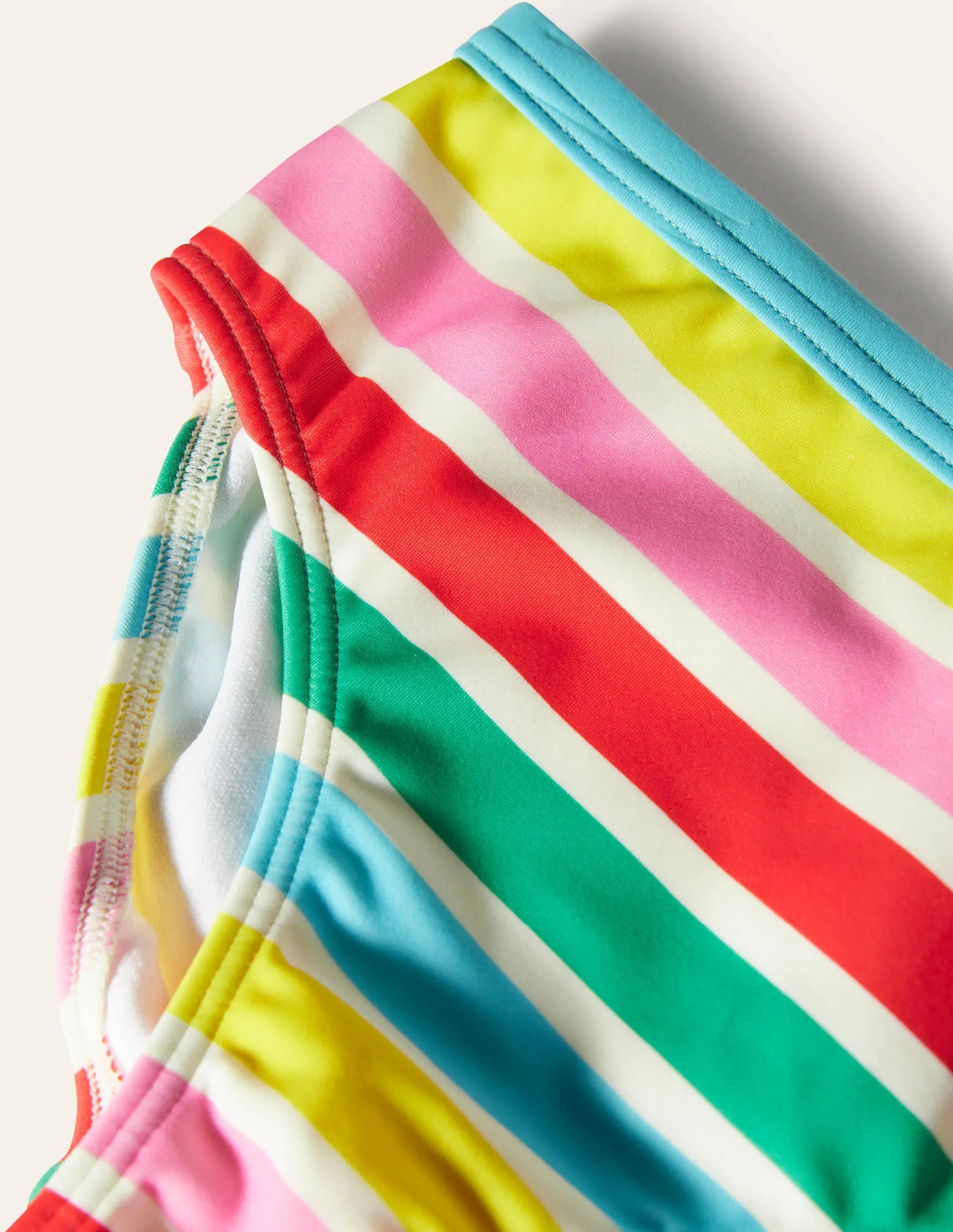 Patterned Bikini Bottoms-Ivory Multi Rainbow