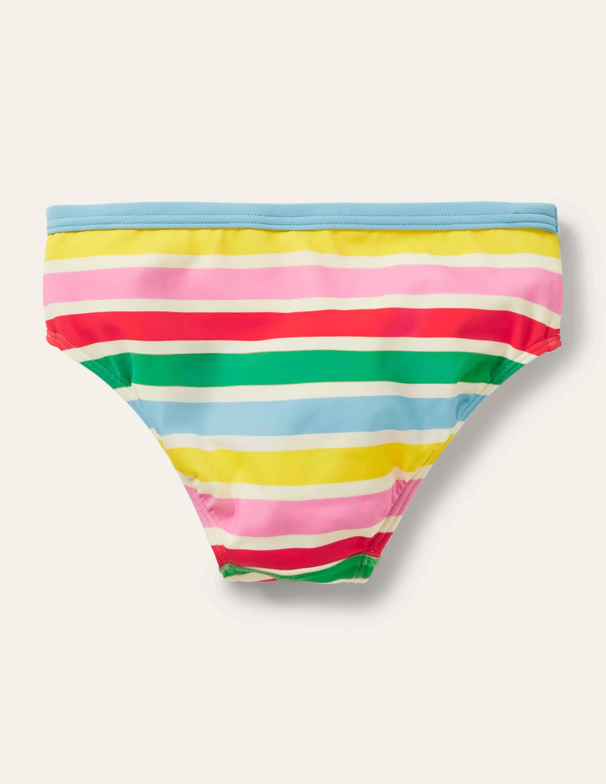 Patterned Bikini Bottoms-Ivory Multi Rainbow