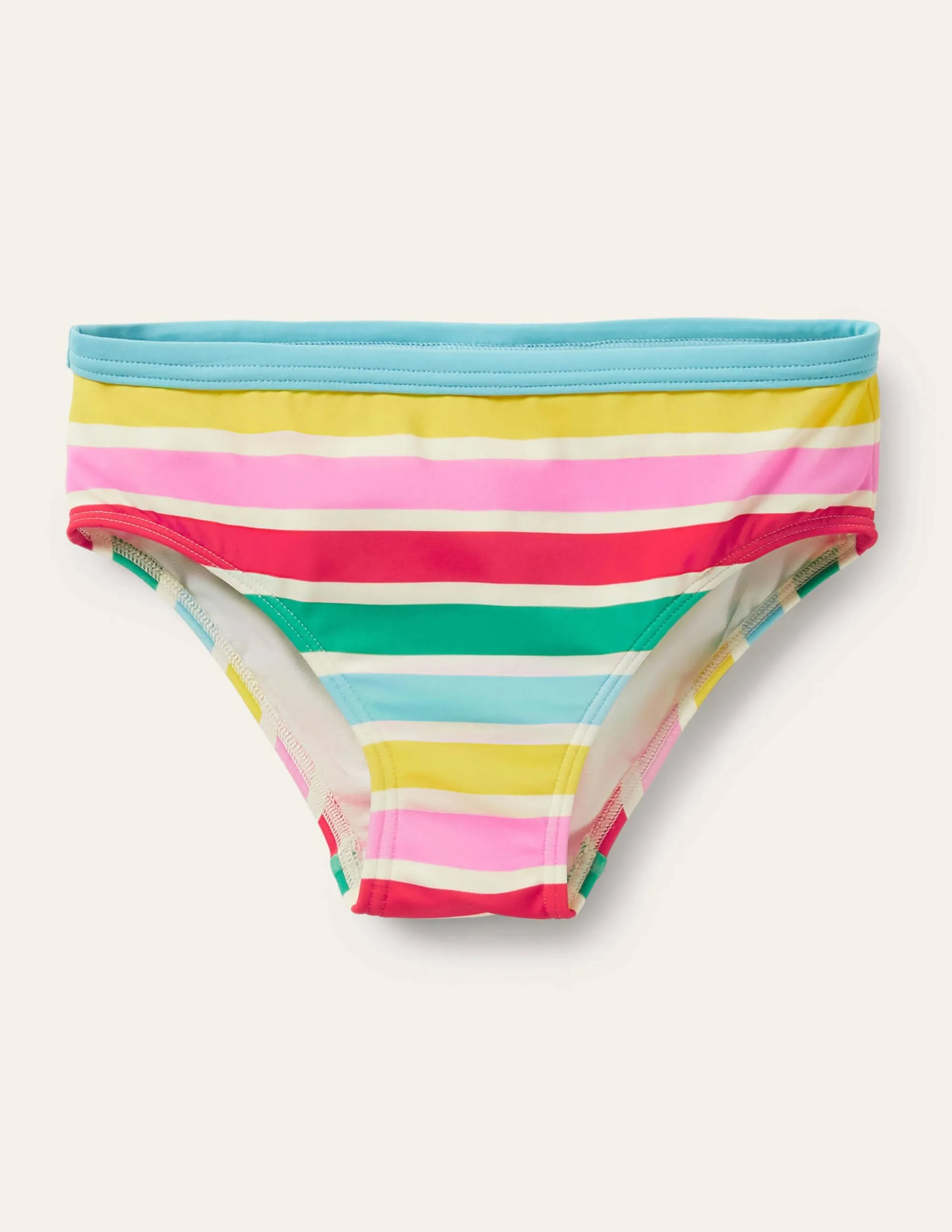 Patterned Bikini Bottoms-Ivory Multi Rainbow