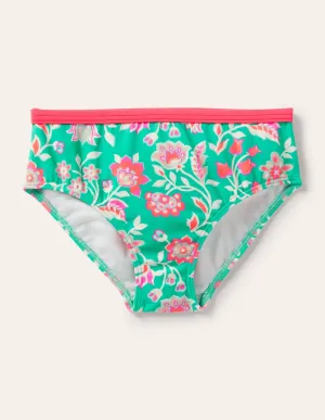 Patterned Bikini Bottoms-Tropical Green Paisley