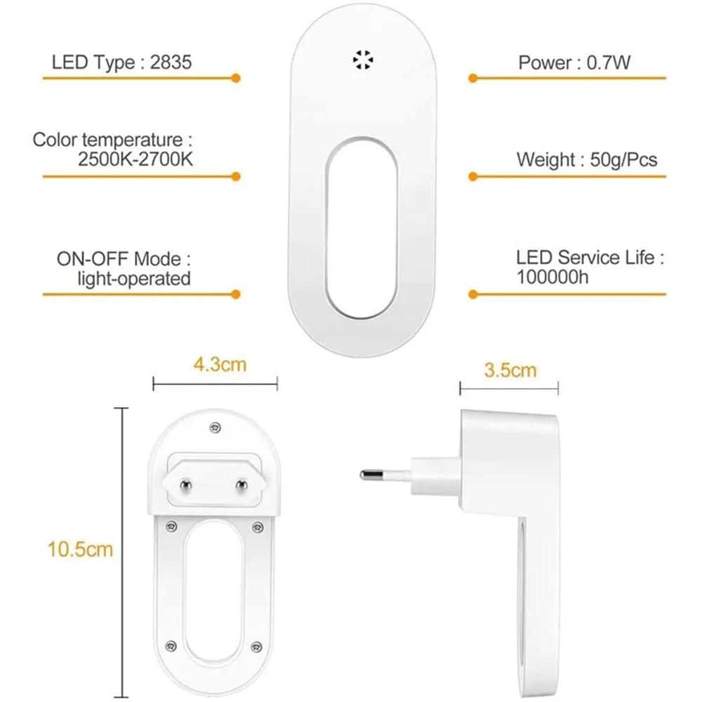 Twilight Sensor Energy Saving Socket Wall Night Light